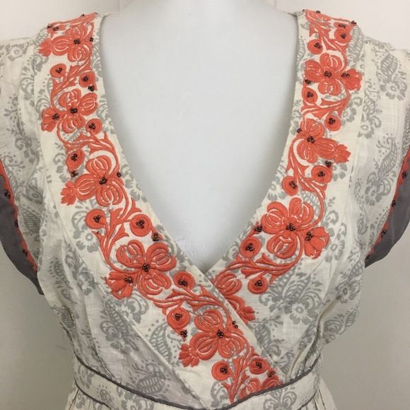 Anthropologie Embroidered Tie Back Top - Picture 2 of 8